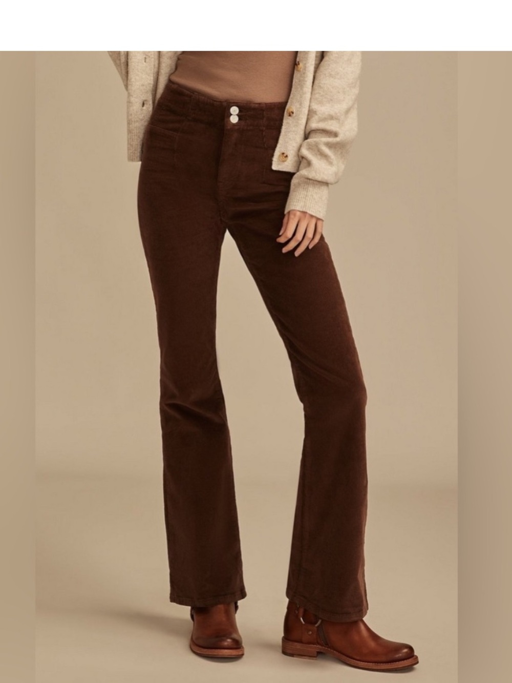 Lucky Brand High Rise Seamed Corduroy Stevie Flare trouser pants - Picture 3 of 9